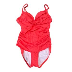 Boston Proper Womens Swim Sense Front Twist One Piece Swimsuit Sz 14 Ruched